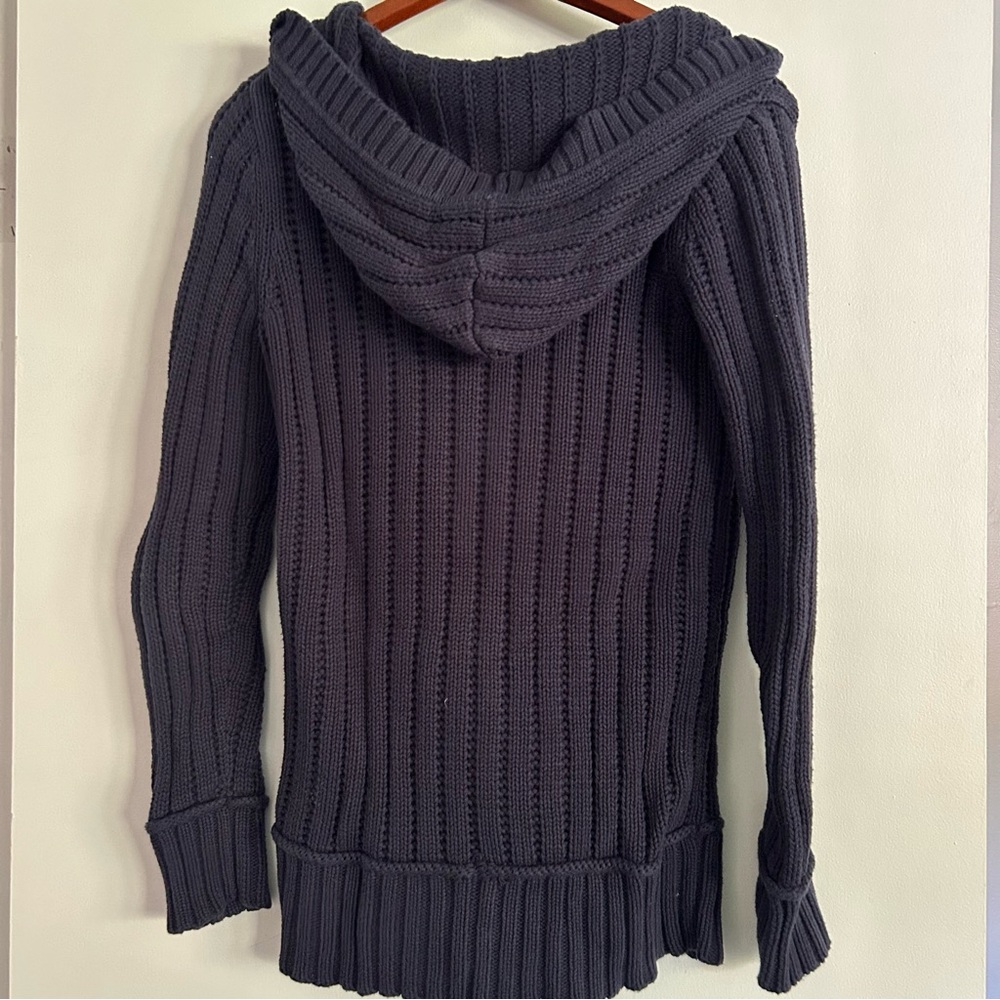 Eddie Bauer Women's Navy Hooded Long Sleeve Sweater Size XS Front pouch pocket - Picture 5 of 7